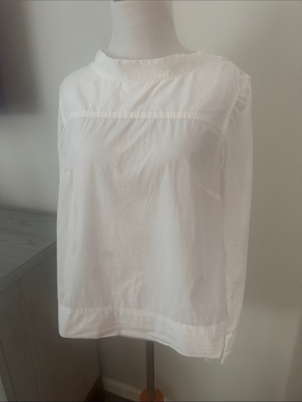 J. Crew White Button-Shoulder Boatneck Top, sz 2
